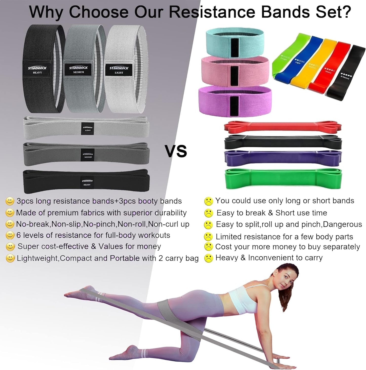 Fabric Resistance Bands for Working Out, 3 and 4 Levels Booty Bands Long Resistance Bands for Women and Men