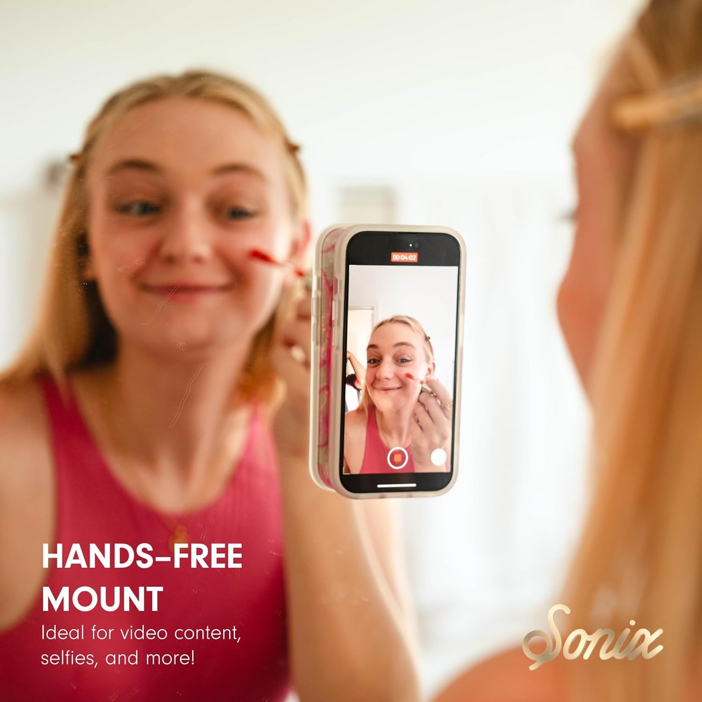 Sonix Magnetic Silicone Suction Cup Phone Mount for iPhone and any phone - MagSafe Compatible - Soft Light Pink