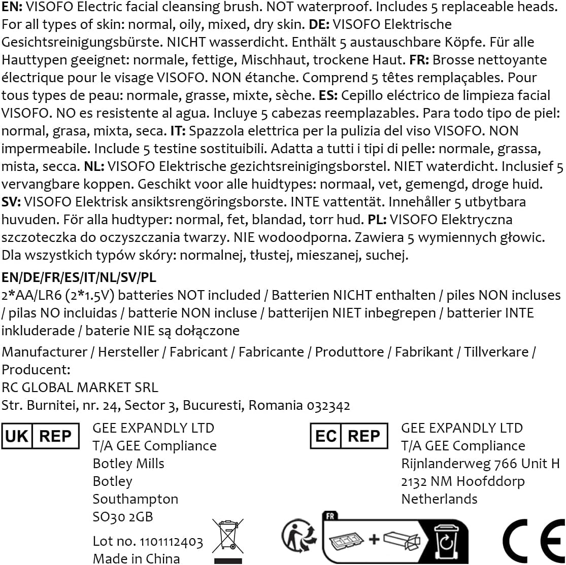 Face Scrubber | Facial Cleansing Brush Exfoliator Skin Care Product Including 7 Heads (Opal)