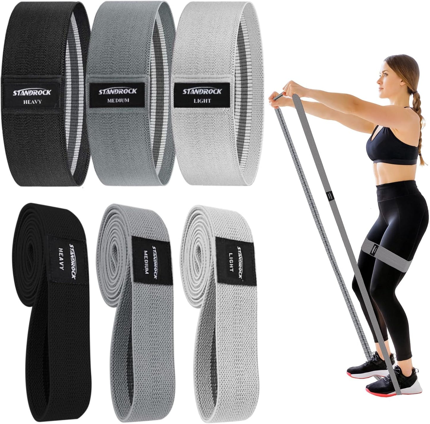 Fabric Resistance Bands for Working Out, 3 and 4 Levels Booty Bands Long Resistance Bands for Women and Men
