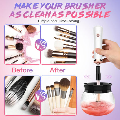 Makeup Brush Cleaner Machine - Super Fast Makeup Brush Cleaner and Dryer - Automatic Brush Cleaner Tool Suit for Most Makeup Brush Sizes