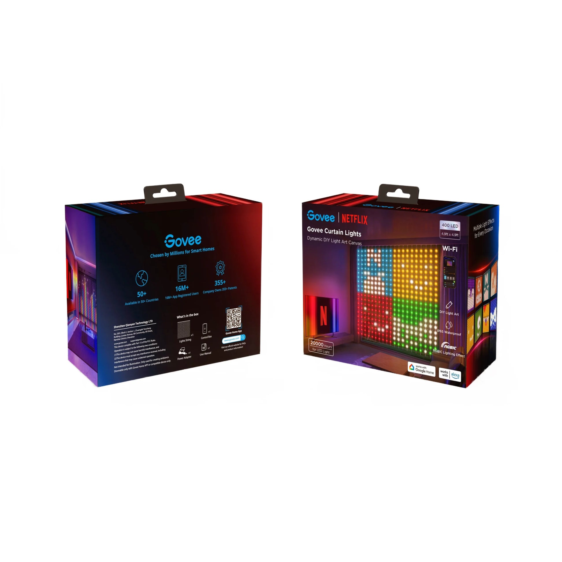 Netflix Indoor 4.92X4.92Ft DIY Mode RGBIC LED Curtain Lights