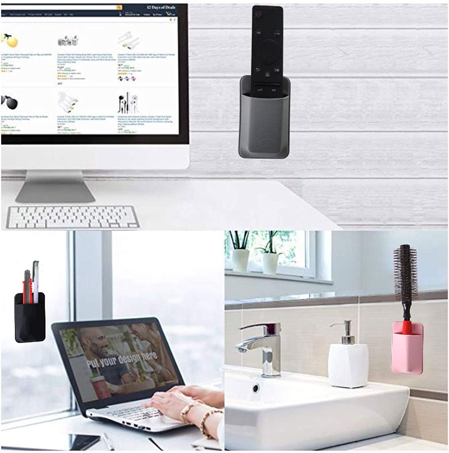 CA+ Adhesive Phone Wallet Card Holder - Durable Stick-On Sleeve for ID and Credit Cards (Black & Mint)