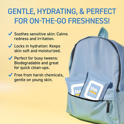Kids Gentle Face Wipes – Daily Cleansing & Hydrating Wipes for Preteens & Teens & Adults – Soothing Chamomile & Calendula – Sulfate & Paraben-Free – 30 Count
