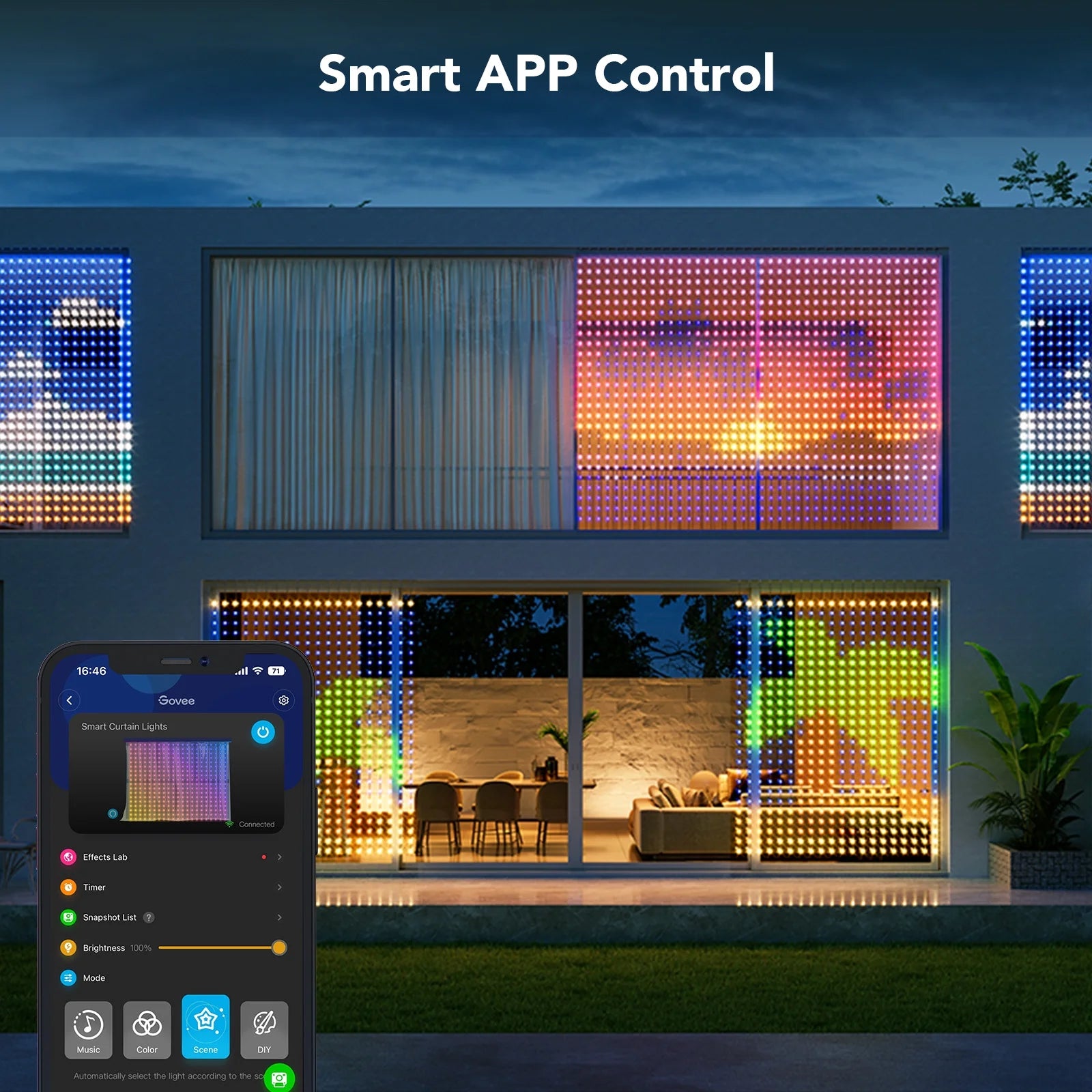 Netflix Indoor 4.92X4.92Ft DIY Mode RGBIC LED Curtain Lights