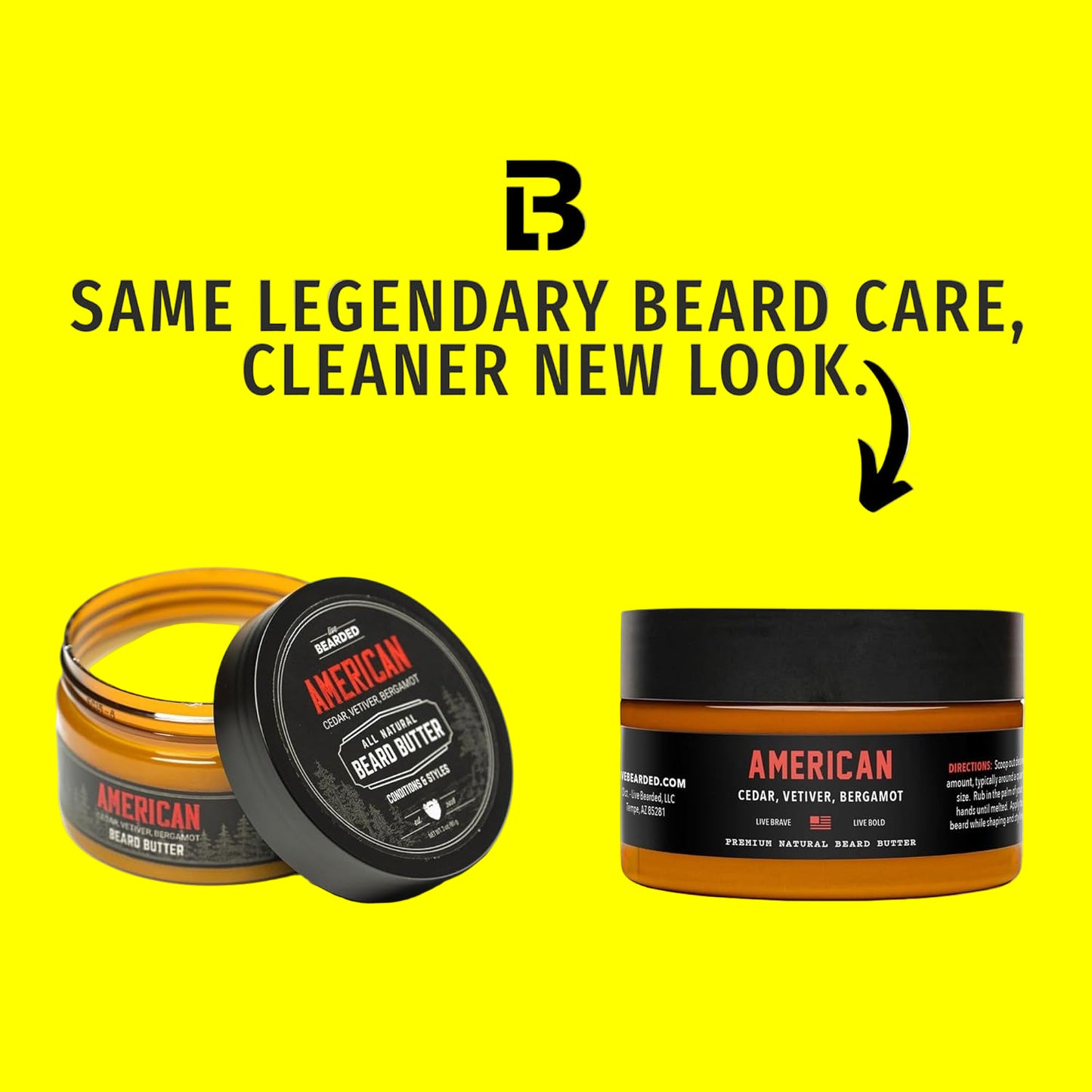 Live Bearded Beard Butter, 3 Fl Oz - Made in the USA - All-Natural | American Scent - Cedar, Vetiver, Bergamot