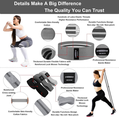 Fabric Resistance Bands for Working Out, 3 and 4 Levels Booty Bands Long Resistance Bands for Women and Men
