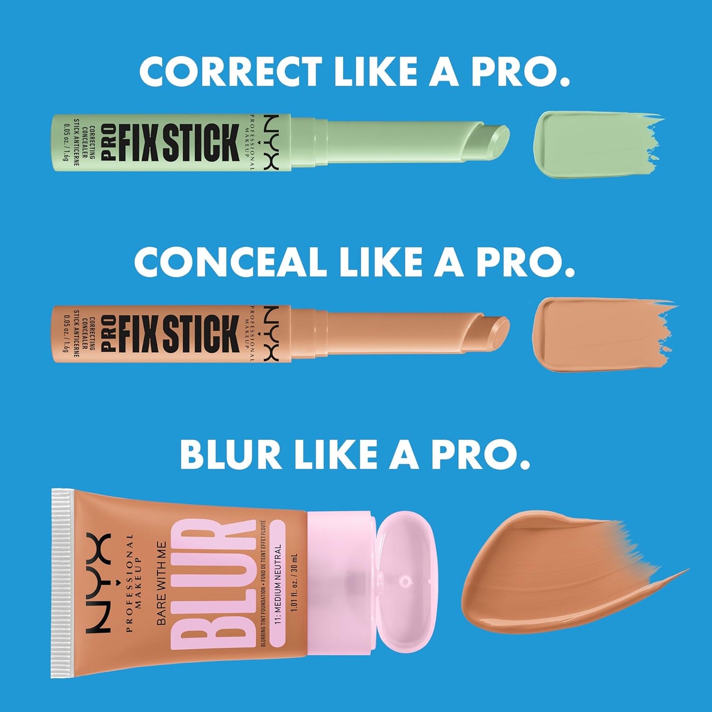  MAKEUP Pro Fix Stick Correcting Concealer, Buildable Medium Coverage Concealer Stick - Green