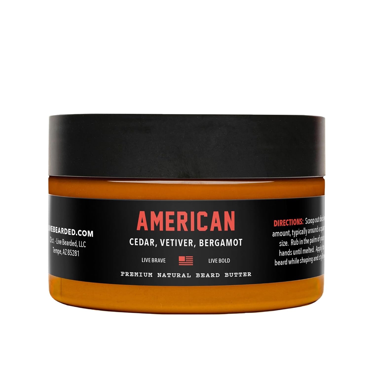 Live Bearded Beard Butter, 3 Fl Oz - Made in the USA - All-Natural | American Scent - Cedar, Vetiver, Bergamot