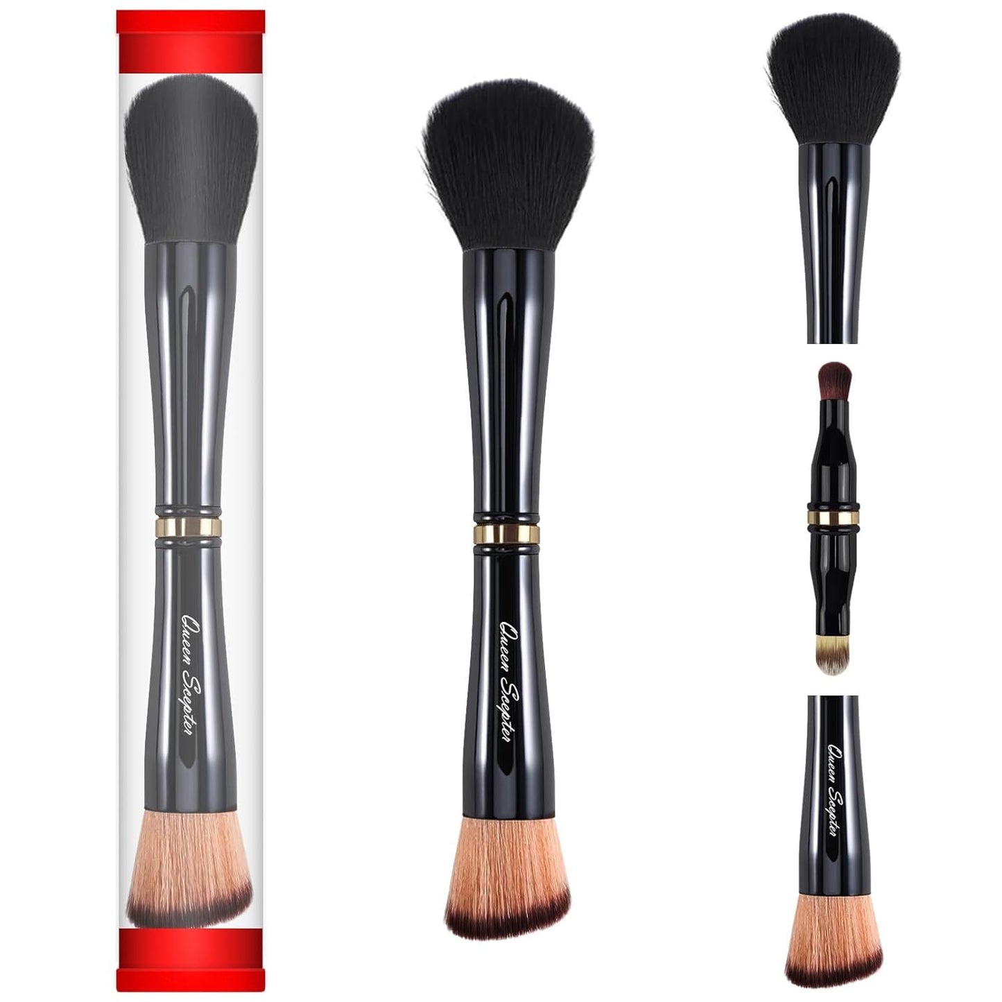 4 in 1 Professional Liquid Foundation Makeup Brush Set,Travel Makeup Set with Case, for Liquid,Cream,Powder
