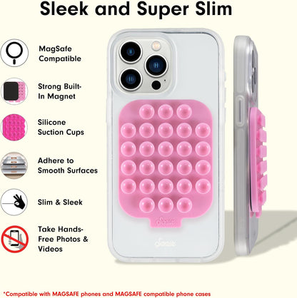 Sonix Magnetic Silicone Suction Cup Phone Mount for iPhone and any phone - MagSafe Compatible - Soft Light Pink