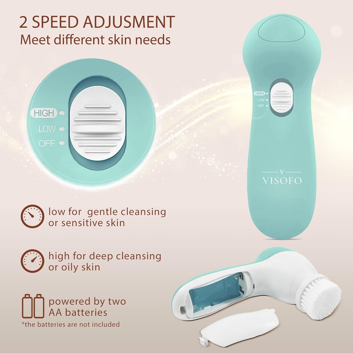 Face Scrubber | Facial Cleansing Brush Exfoliator Skin Care Product Including 7 Heads (Opal)