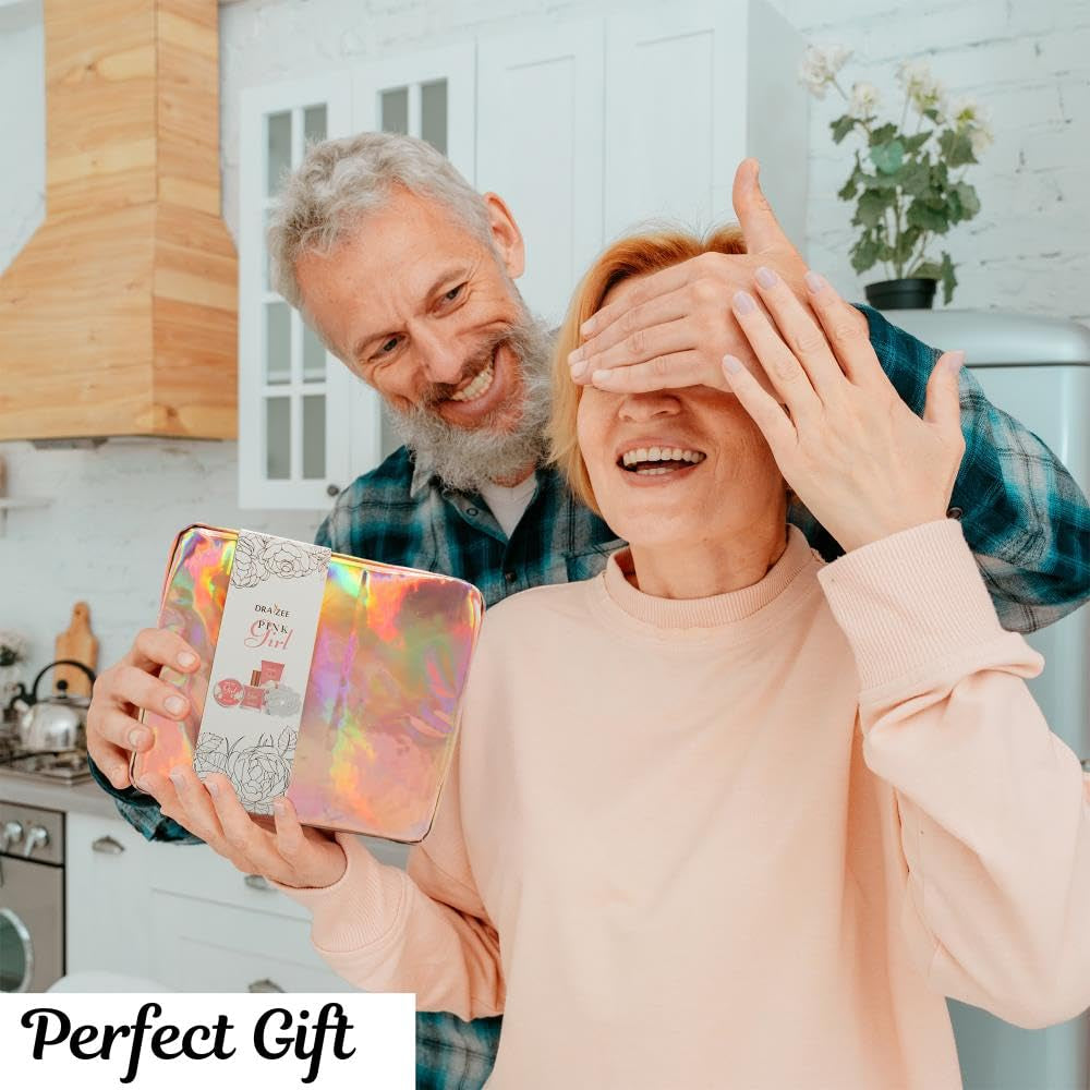 Draizee Luxury Spa Gift Baskets for Women-5 Pcs Princess Flower Scented Bath and Body Spa Set-Self Care Package, Gift for Mom-Bath Basket-Body Care Set for Girlfriend