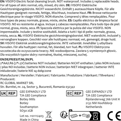 Face Scrubber | Facial Cleansing Brush Exfoliator Skin Care Product Including 7 Heads (Opal)