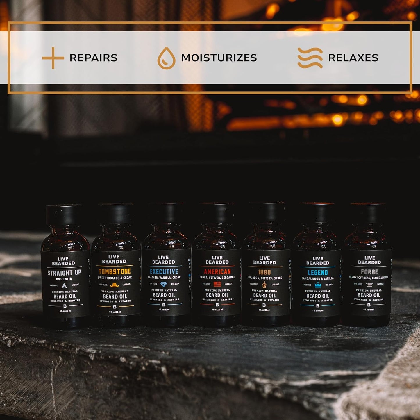 Live Bearded Beard Oil, - Made in the USA - Hair and Skin Care for Men with Dry, Cedar, Vanilla