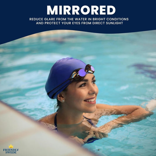 Protective Swim Goggles for Women and Men with Interchangeable Nose Pieces and Protective Cases