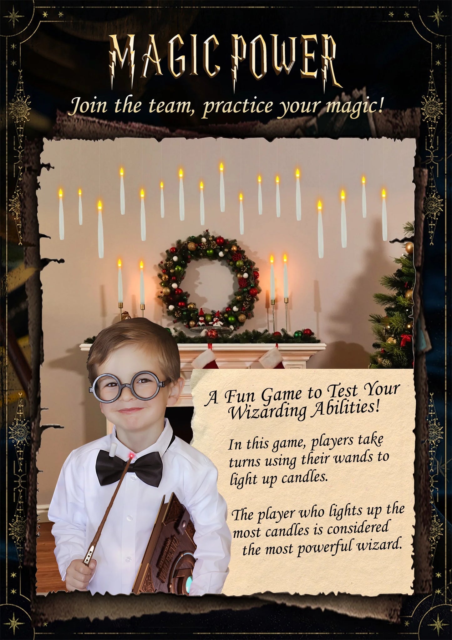 Floating Candles with Wand 20PCS Harry Potter Magic Hanging Candles Warm Light Battery Operated