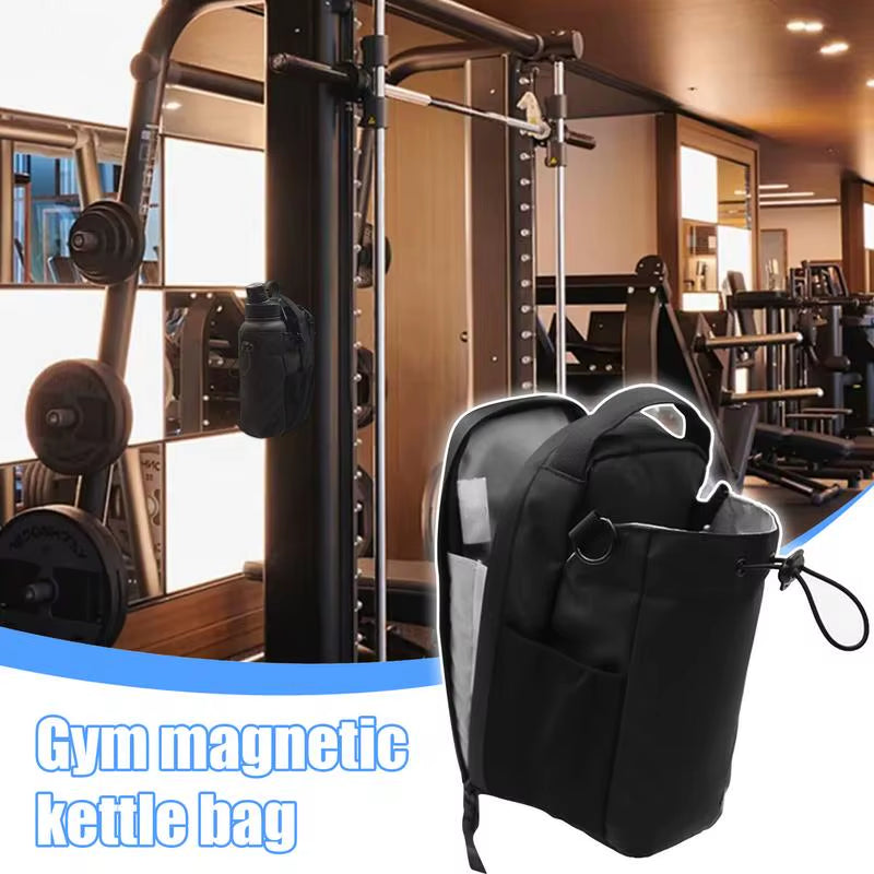 Magnetic Gym Bag Large Capacity Magnetic Carrier Bag with Phone Pocket Portable Gym Water Bottle 
