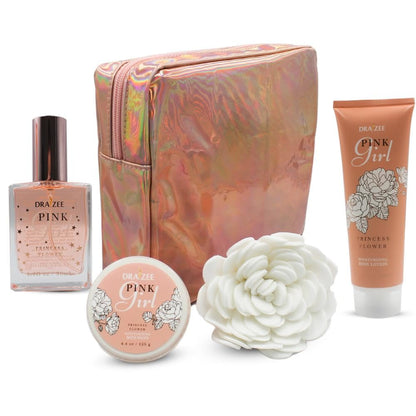 Draizee Luxury Spa Gift Baskets for Women-5 Pcs Princess Flower Scented Bath and Body Spa Set-Self Care Package, Gift for Mom-Bath Basket-Body Care Set for Girlfriend