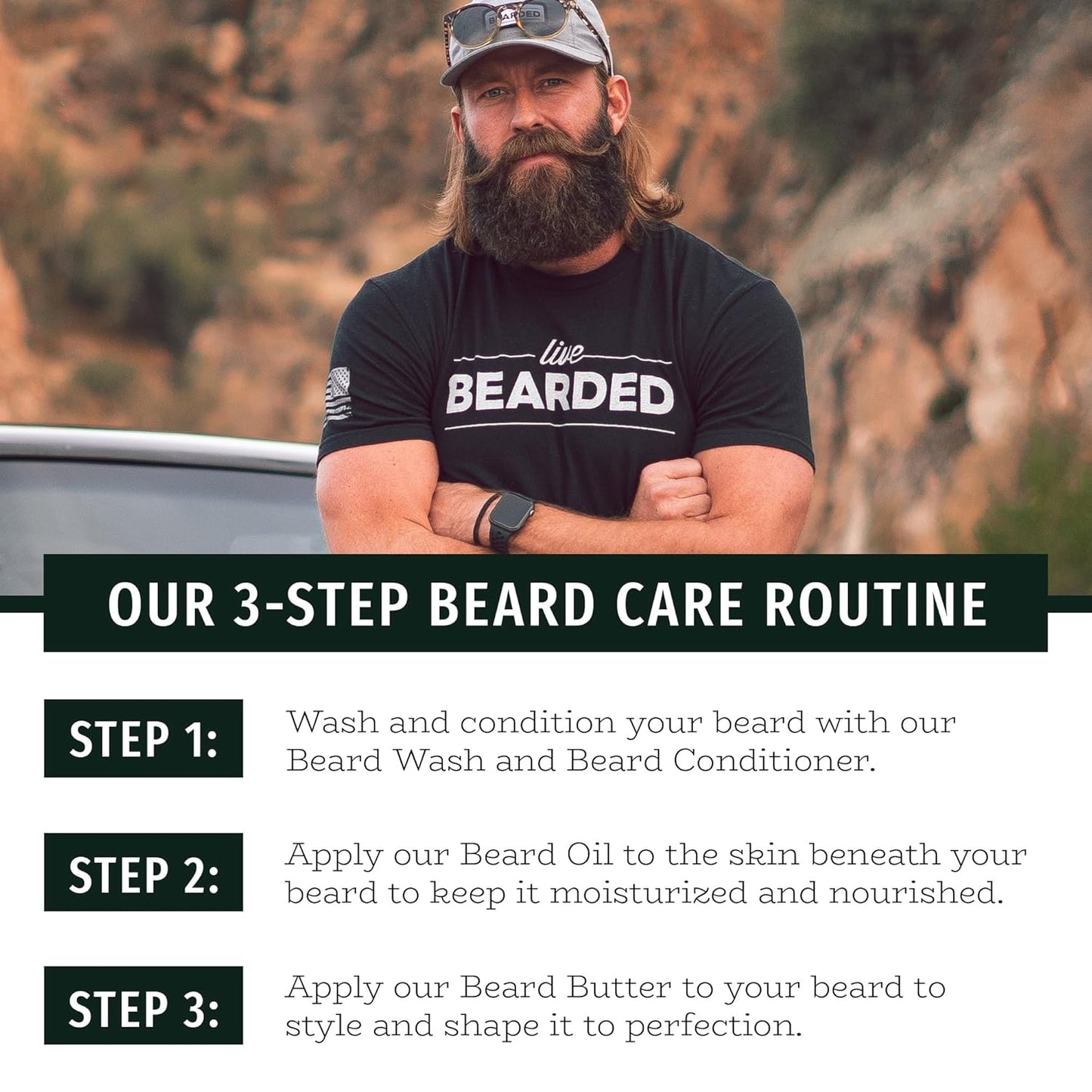 Live Bearded Beard Butter, 3 Fl Oz - Made in the USA - All-Natural | American Scent - Cedar, Vetiver, Bergamot