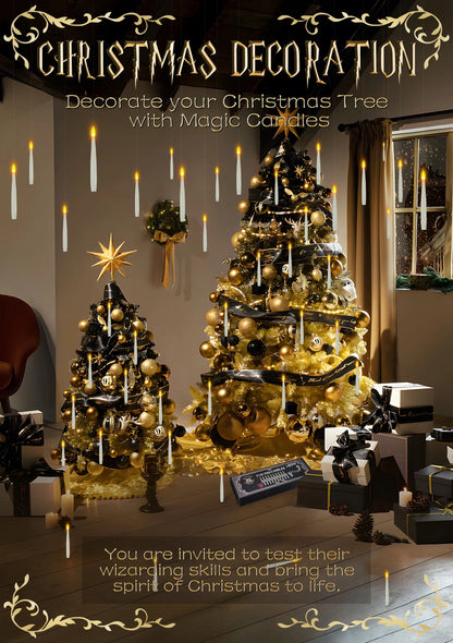 Floating Candles with Wand 20PCS Harry Potter Magic Hanging Candles Warm Light Battery Operated