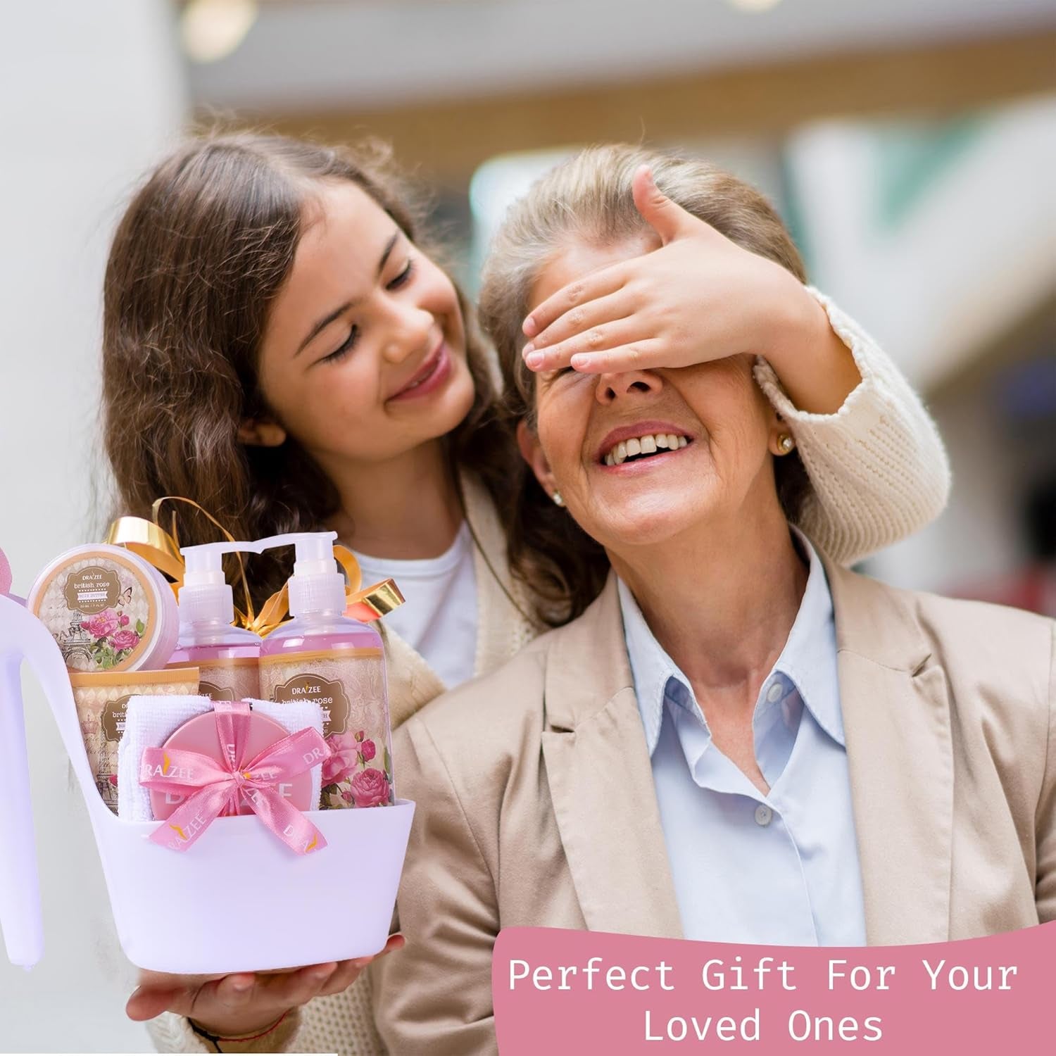 Luxury Spa Gifts for Women – 8 Pc Rose Scented Bath and Body Set with Bubble Bath, Lotion & More – Luxury Self Care Kit for Wife, Mom, Best Friend, Girlfriend, Anniversary Gift by Draizee