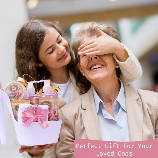 Luxury Spa Gifts for Women – 8 Pc Rose Scented Bath and Body Set with Bubble Bath, Lotion & More – Luxury Self Care Kit for Wife, Mom, Best Friend, Girlfriend, Anniversary Gift by Draizee