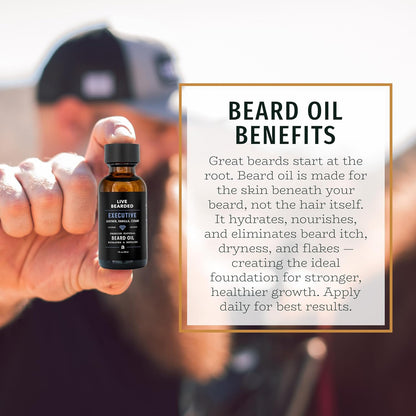 Live Bearded Beard Oil, - Made in the USA - Hair and Skin Care for Men with Dry, Cedar, Vanilla