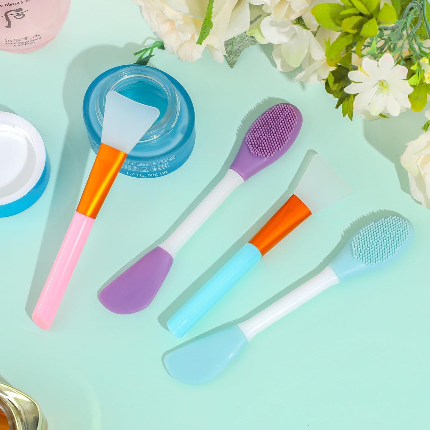 4 Pcs Silicone Face Mask Brush Applicator, for Applying Skin Care Products Skincare Supplies Tool for Face Mask Eye Mask Body Lotion Makeup Brushes and Tools