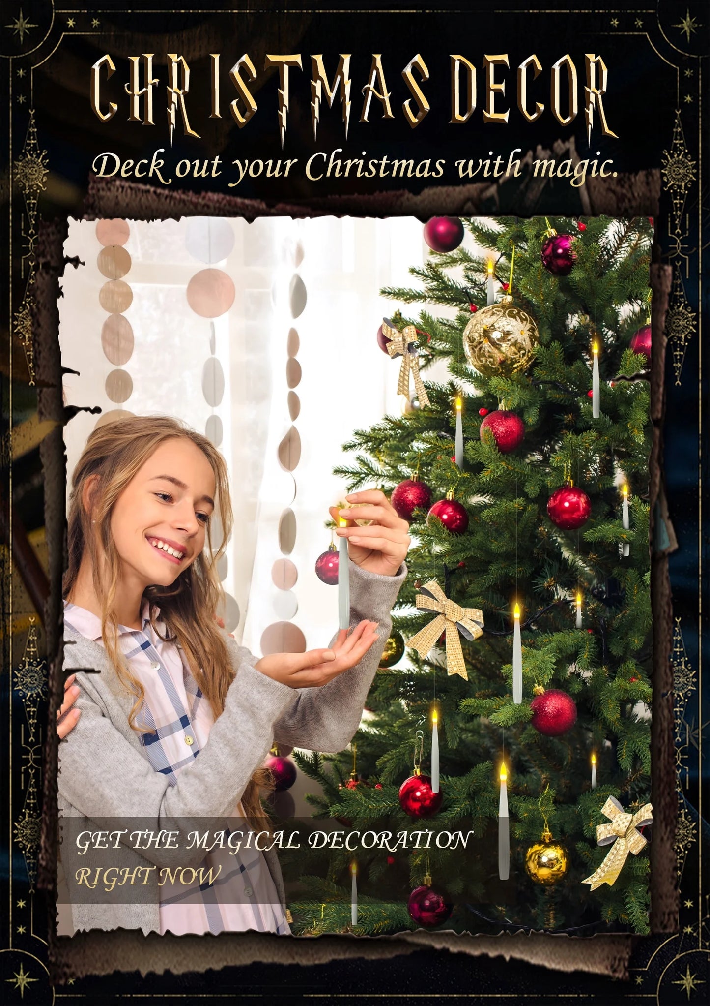 Floating Candles with Wand 20PCS Harry Potter Magic Hanging Candles Warm Light Battery Operated