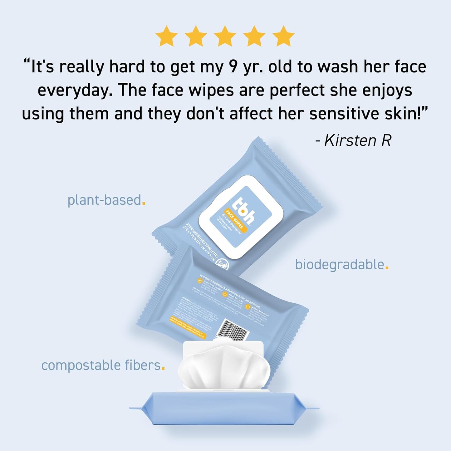 Kids Gentle Face Wipes – Daily Cleansing & Hydrating Wipes for Preteens & Teens & Adults – Soothing Chamomile & Calendula – Sulfate & Paraben-Free – 30 Count